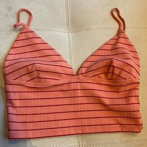 Zara striped crop top pink/red